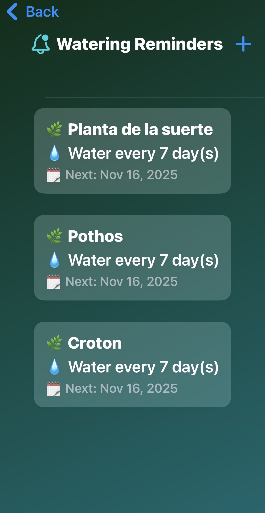 PlantIDAI watering reminders screen